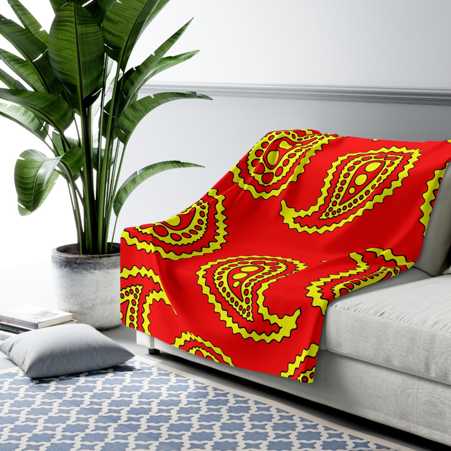 Kyrgyzstan Retro Paisley Blanket Throw