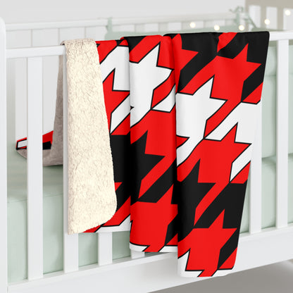 Red, Black, White Retro Houndstooth Blanket Throw