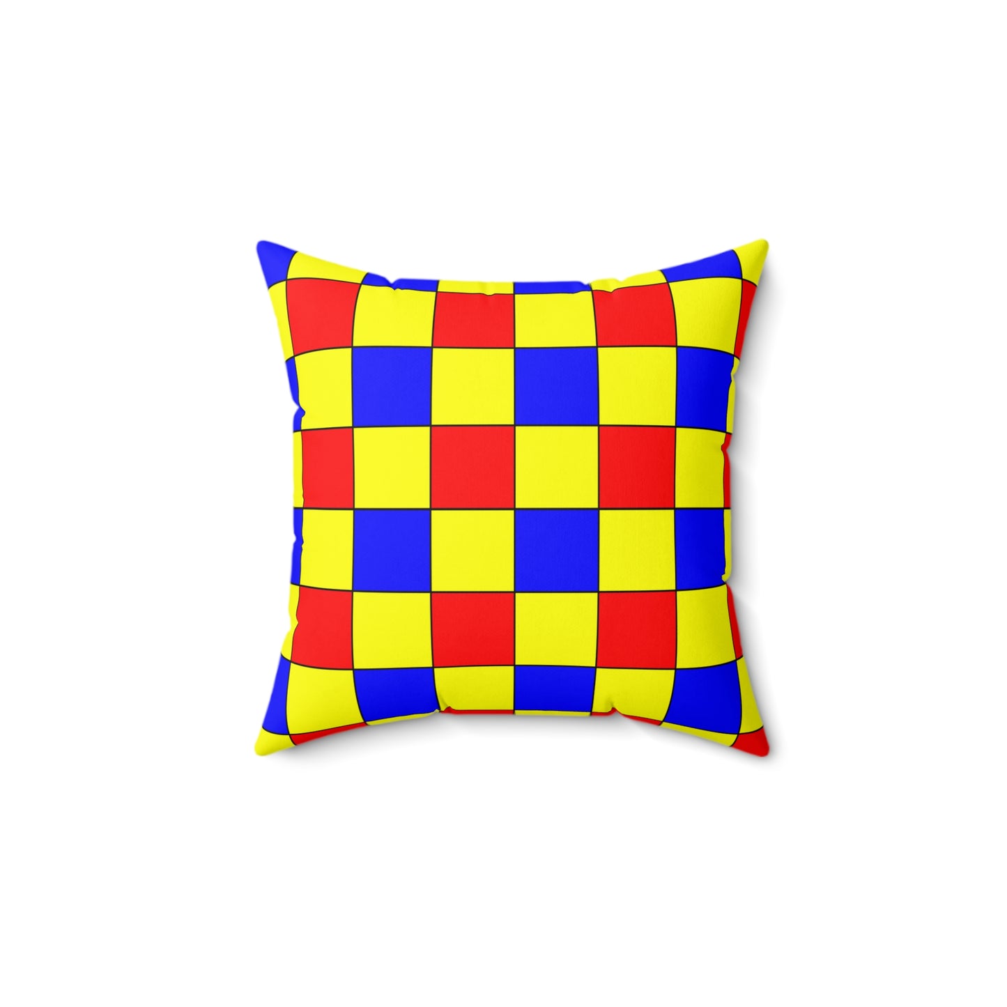 Yellow, Blue, Red Retro Check Cushion Pillow