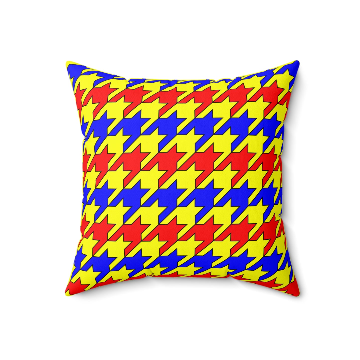 Yellow, Blue, Red Retro Houndstooth Cushion Pillow