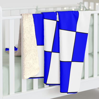 Blue, White Retro Check Blanket Throw
