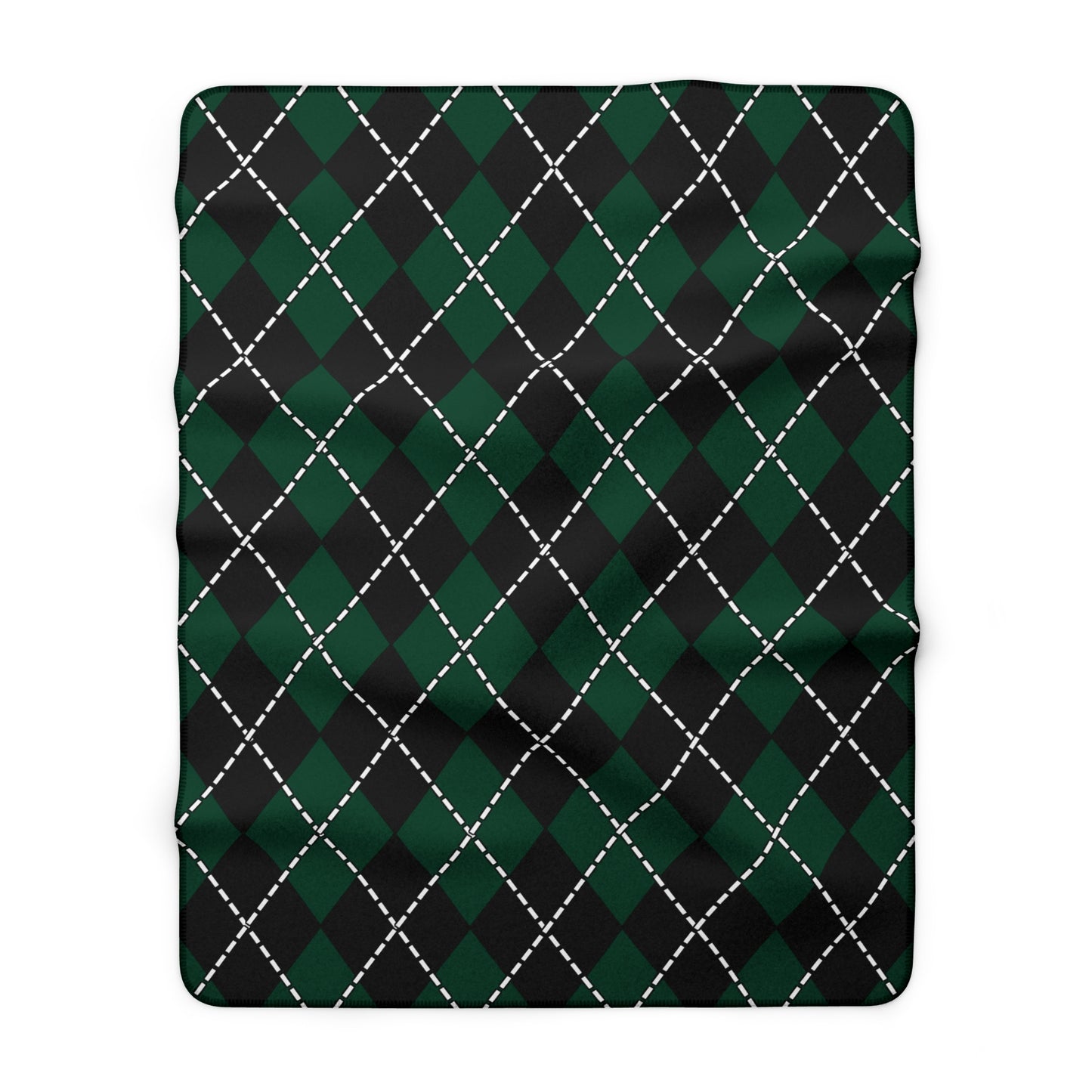 Dark Green, Black Retro Argyle Blanket Throw