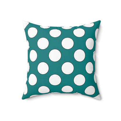 Teal, White Retro Polka Dots Cushion Pillow