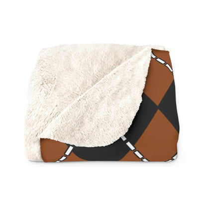Brown, Black Retro Argyle Blanket Throw