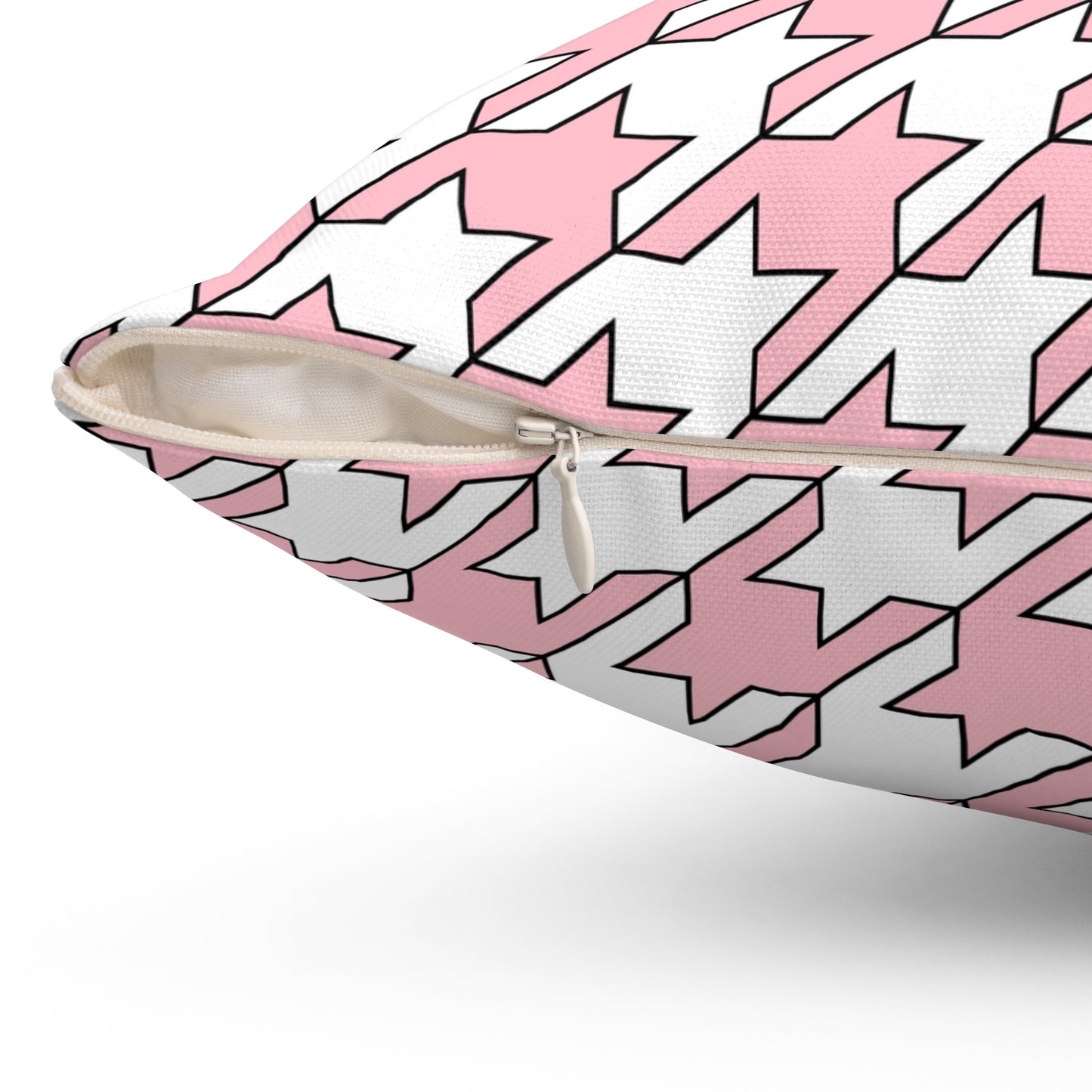 Pink, White Retro Houndstooth Cushion Pillow