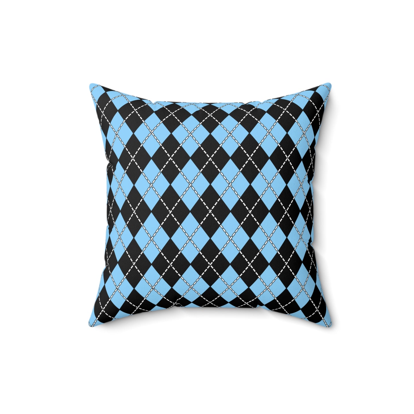 Light Blue, Black Retro Argyle Cushion Pillow