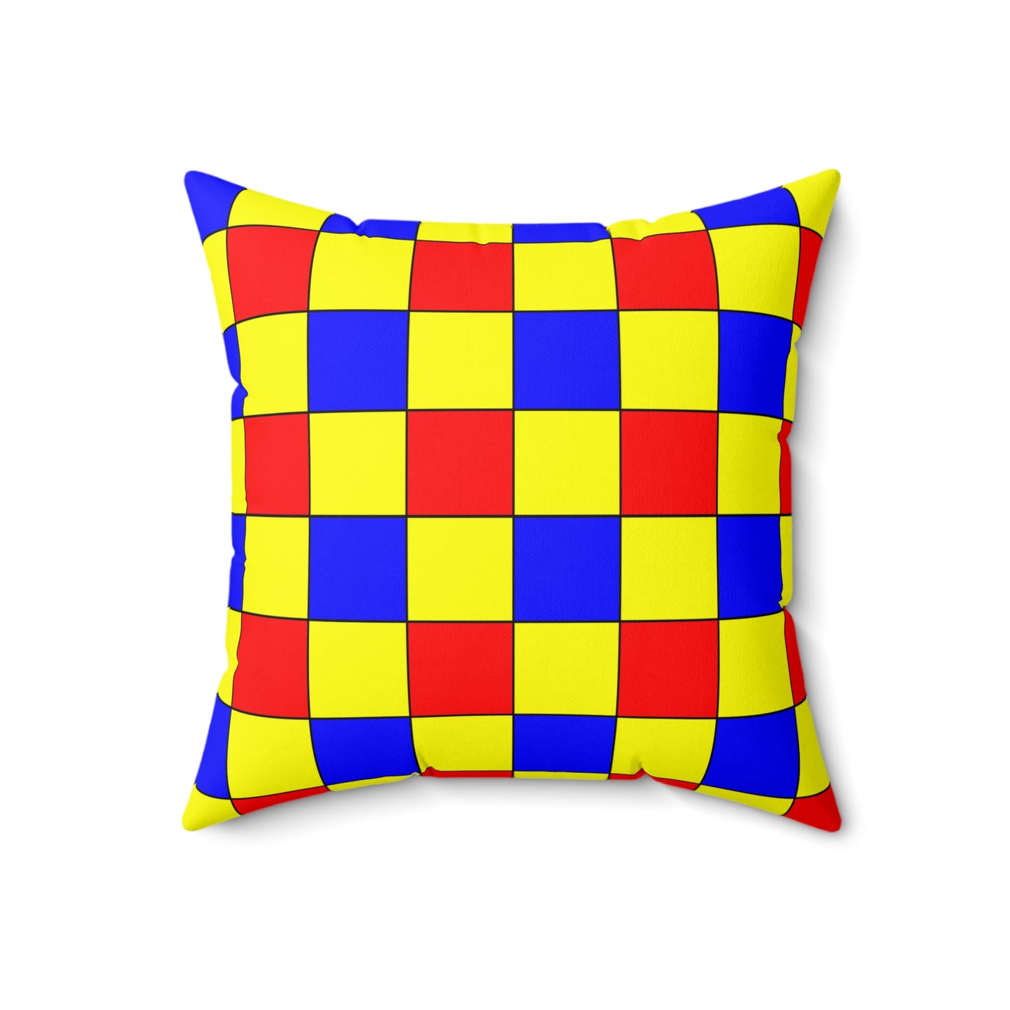 Yellow, Blue, Red Retro Check Cushion Pillow