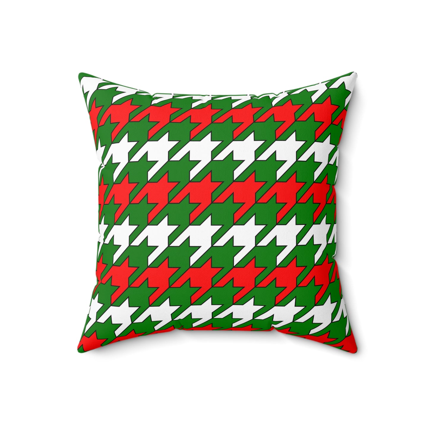 Green, White, Red Retro Houndstooth Cushion Pillow