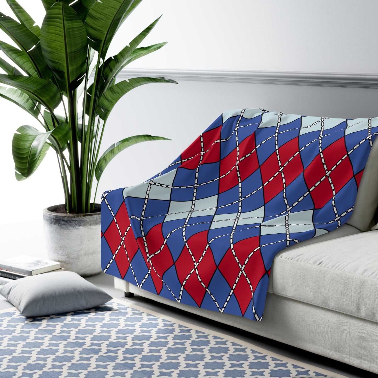 Guam Retro Argyle Blanket Throw