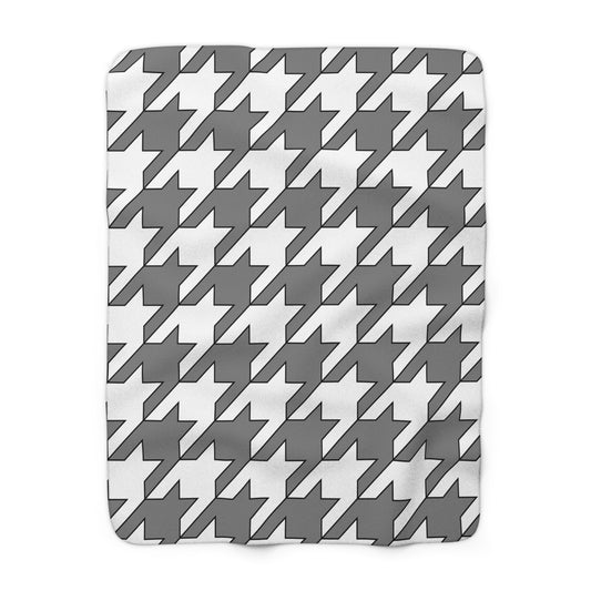 Grey, White Retro Houndstooth Blanket Throw
