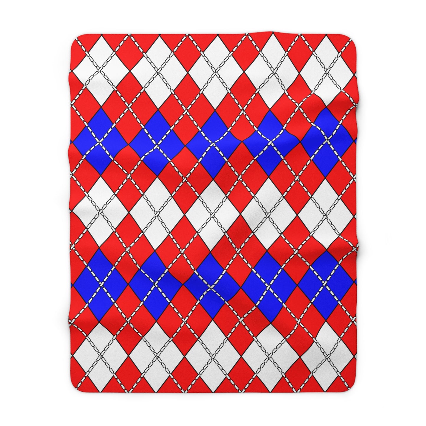 Red, White, Blue Retro Argyle Blanket Throw