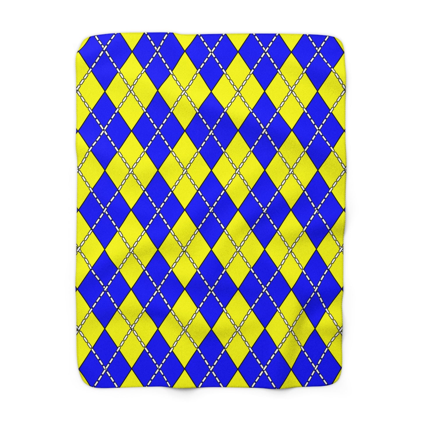 Yellow, Blue Retro Argyle Blanket Throw