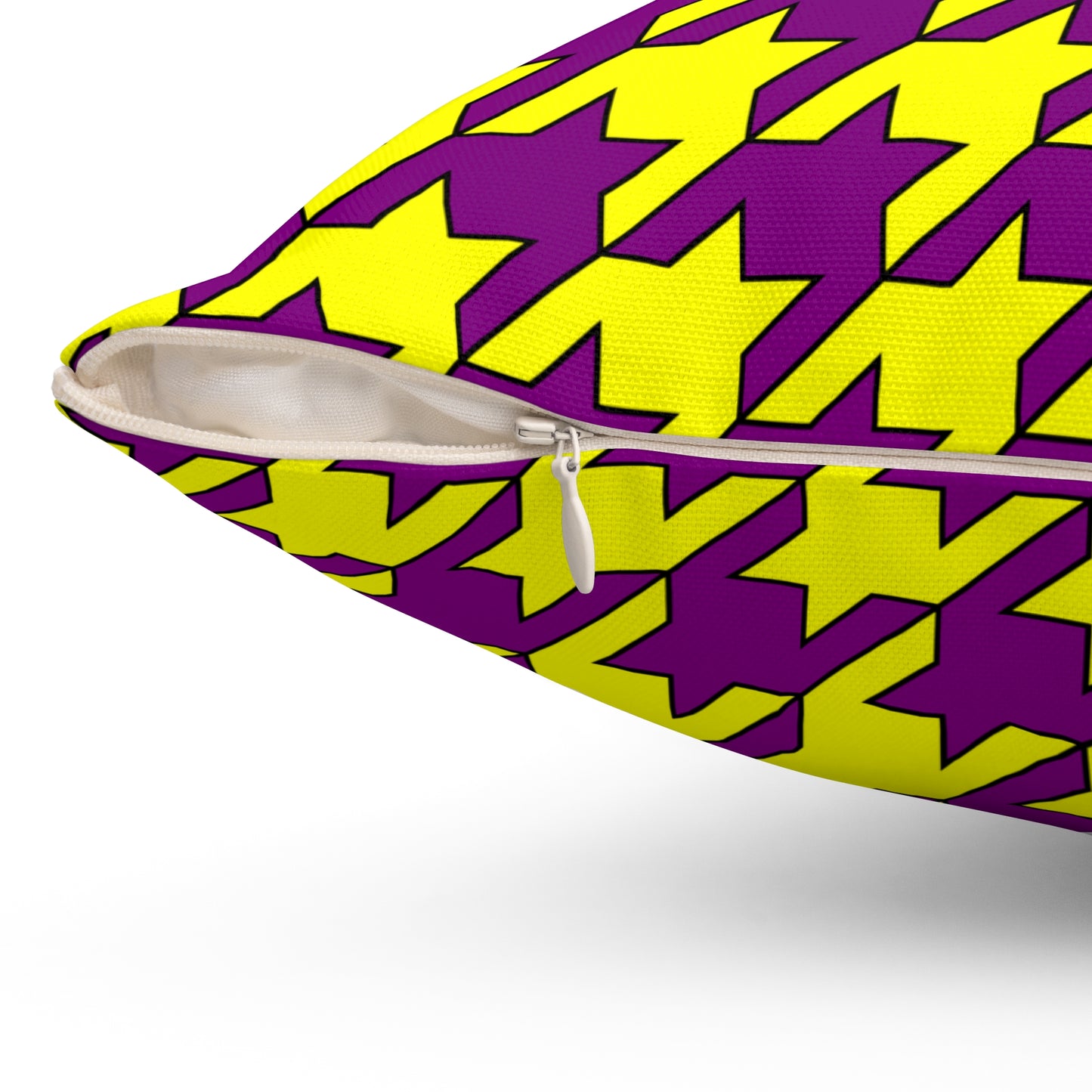 Purple, Yellow Retro Houndstooth Cushion Pillow