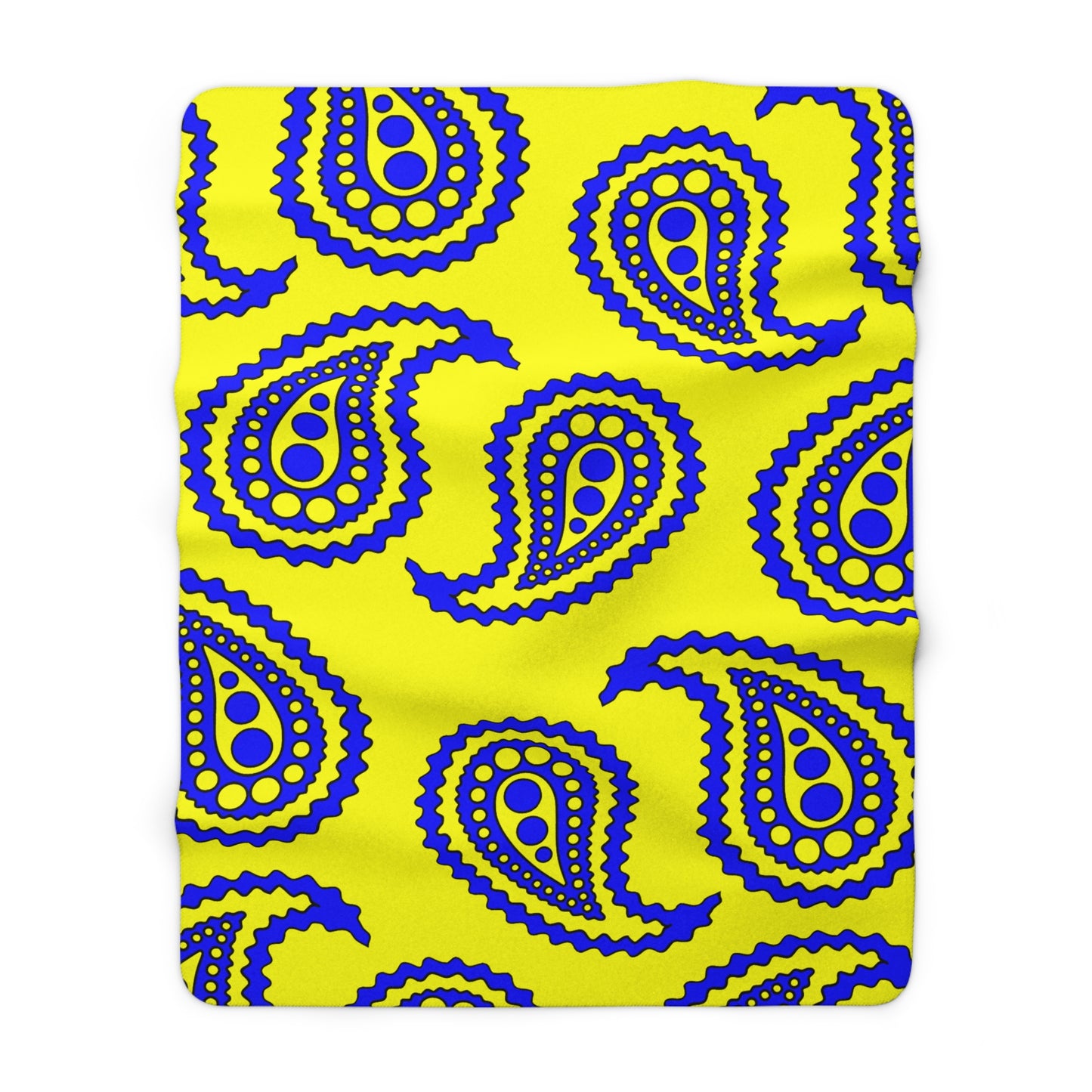 Yellow, Blue Retro Paisley Blanket Throw