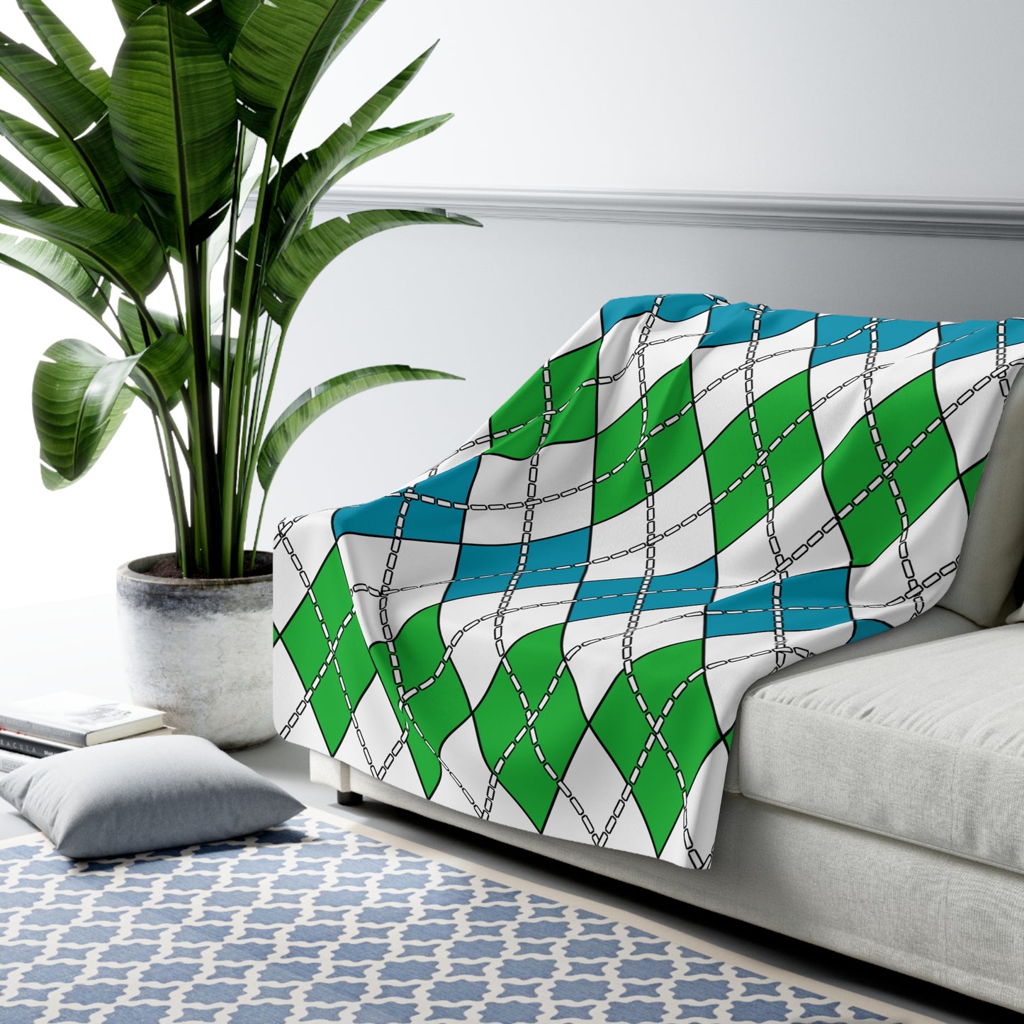 Uzbekistan Retro Argyle Blanket Throw