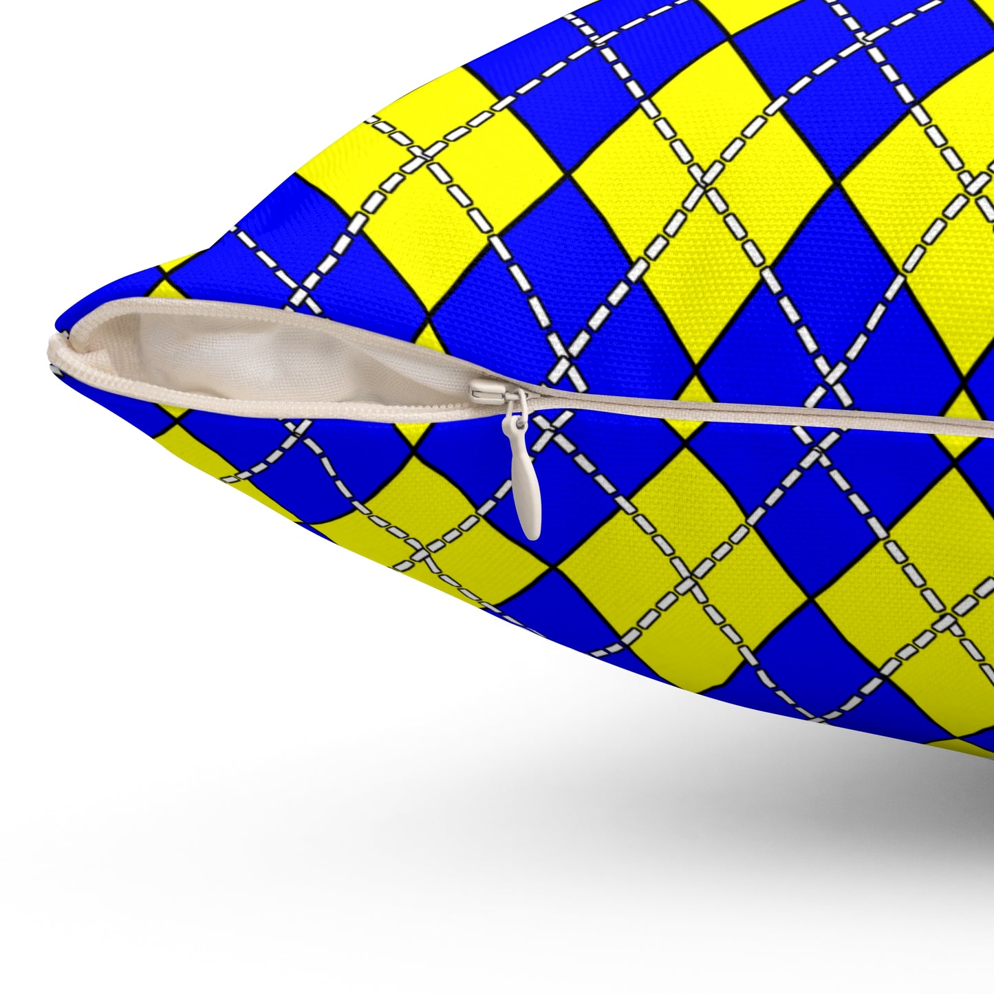Blue, Yellow Retro Argyle Cushion Pillow