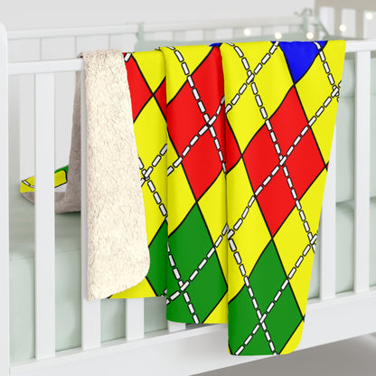 Central African Republic Retro Argyle Blanket Throw