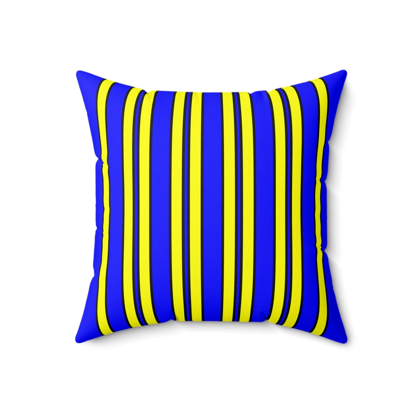 Blue, Yellow Retro Stripes Cushion Pillow