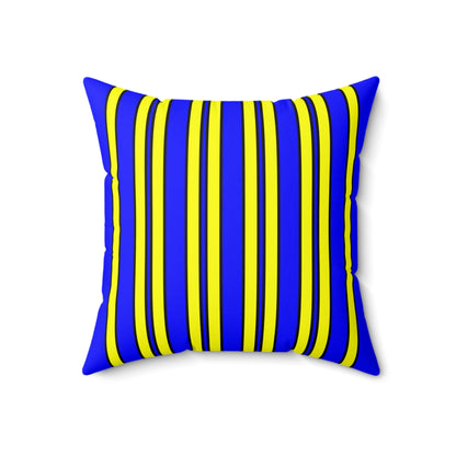Blue, Yellow Retro Stripes Cushion Pillow