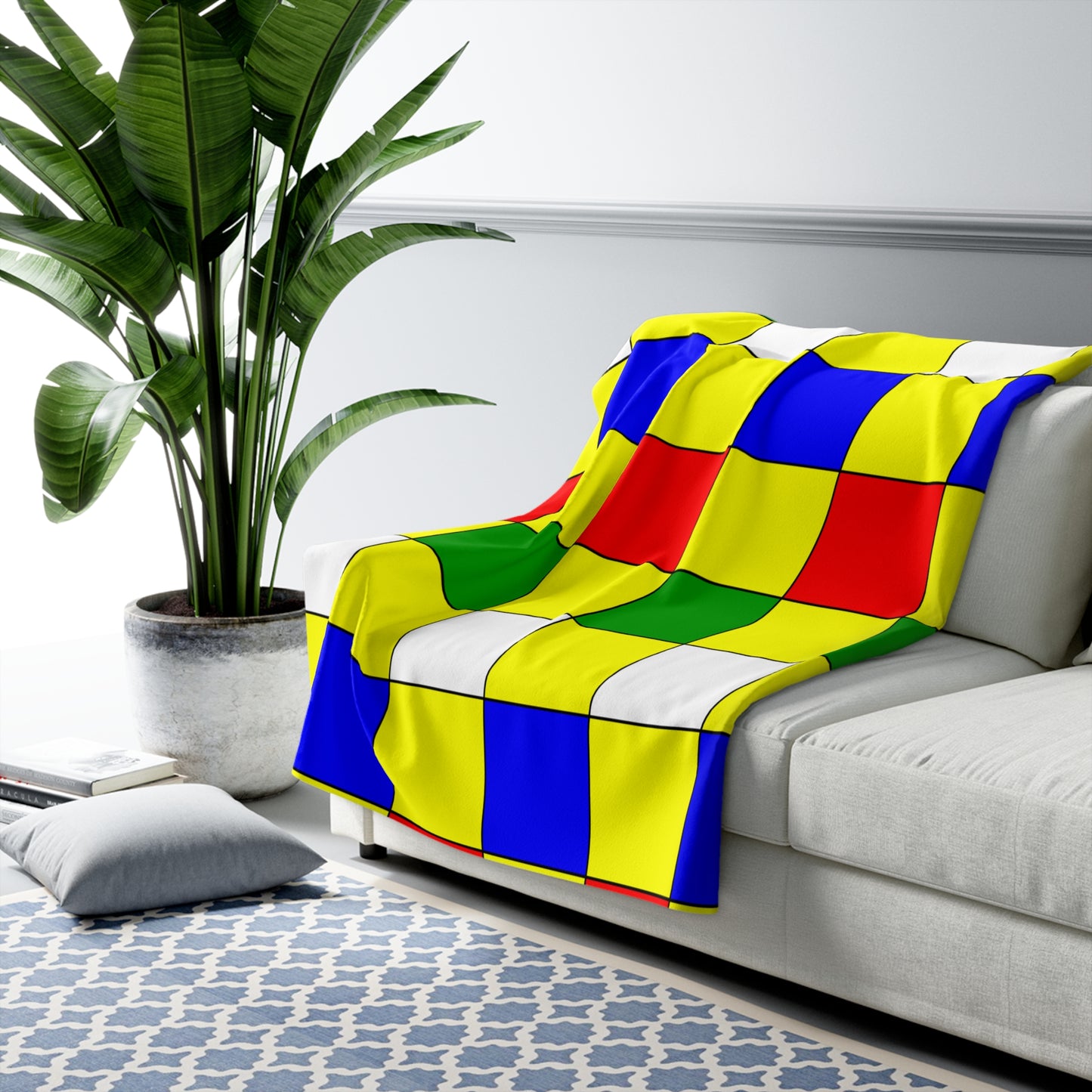 Central African Republic Retro Check Blanket Throw