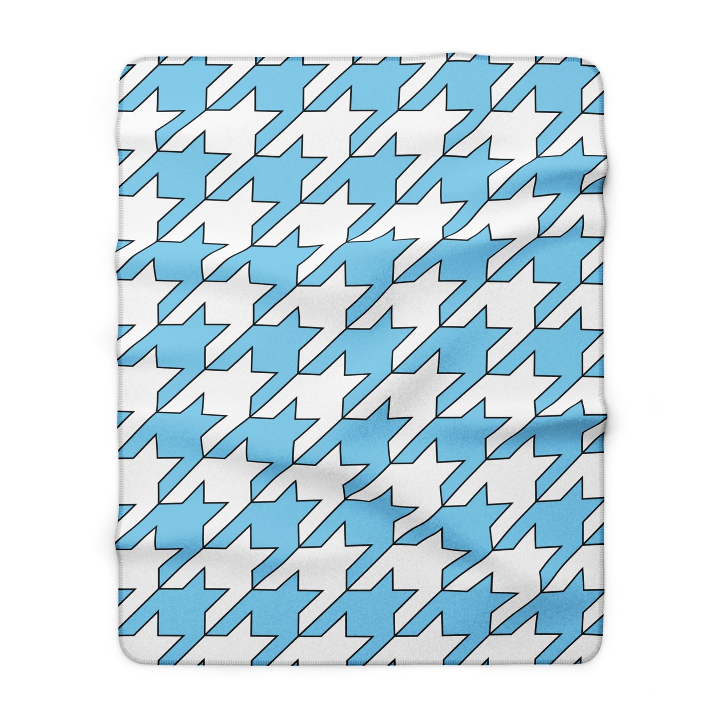 Sky Blue, White Retro Houndstooth Blanket Throw
