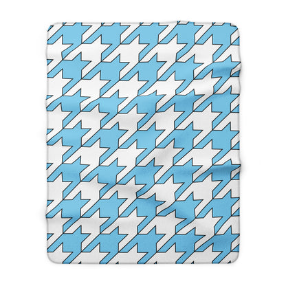 Sky Blue, White Retro Houndstooth Blanket Throw