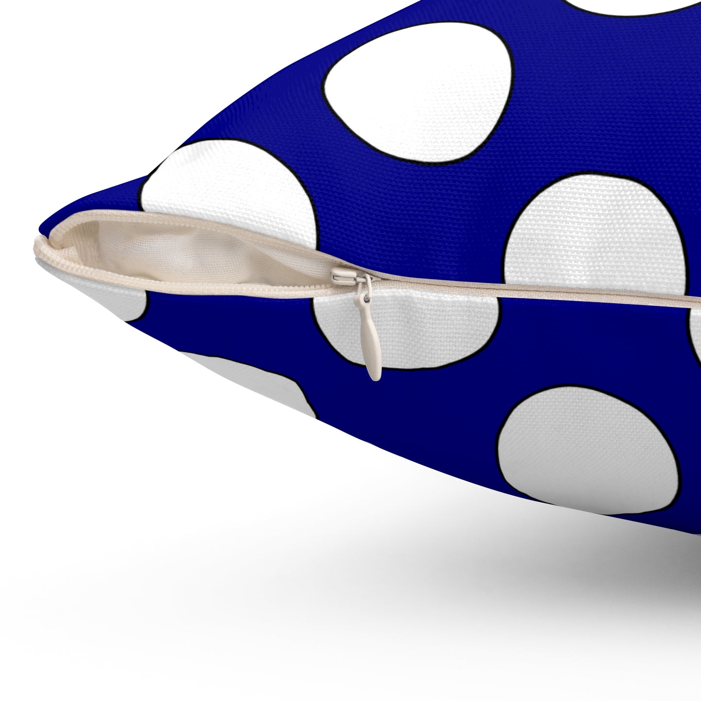 Dark Blue, White Retro Polka Dots Cushion Pillow