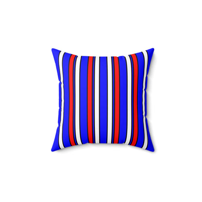 Blue, White, Red Retro Stripes Cushion Pillow