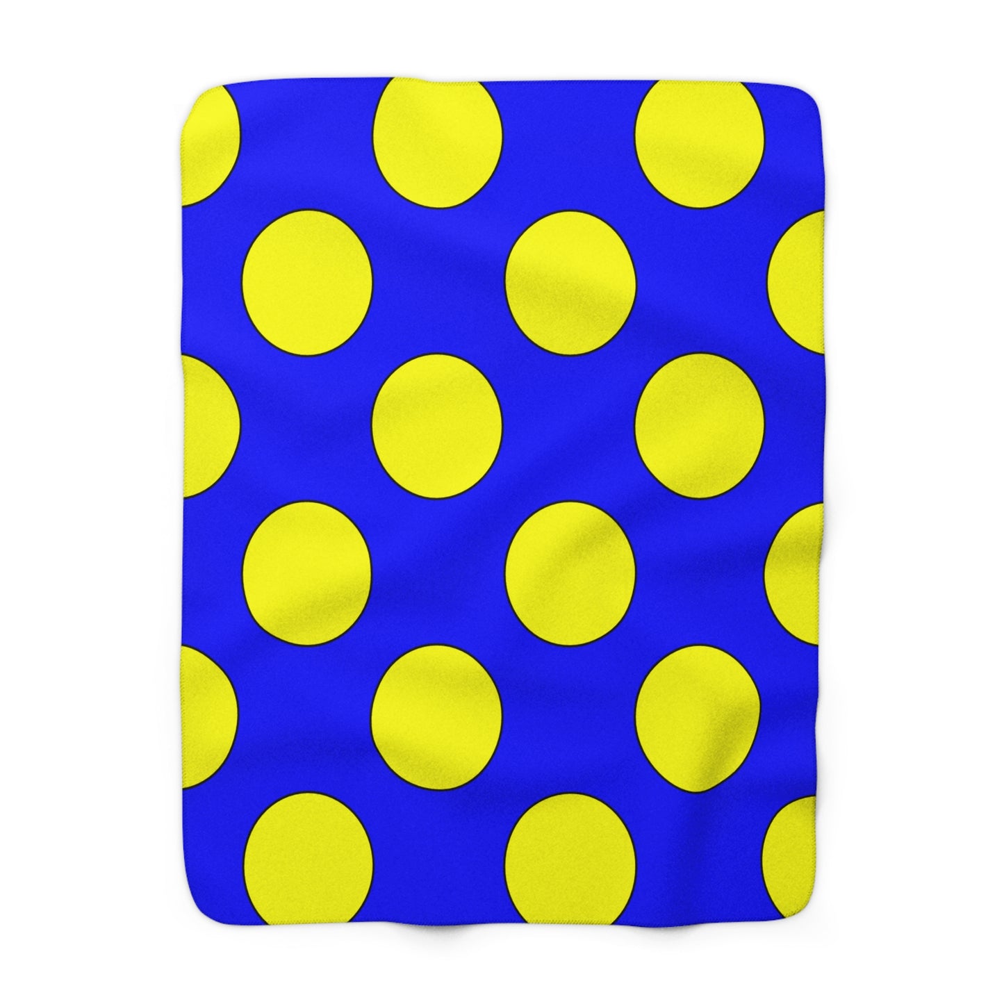 Blue, Yellow Retro Polka Dots Blanket Throw