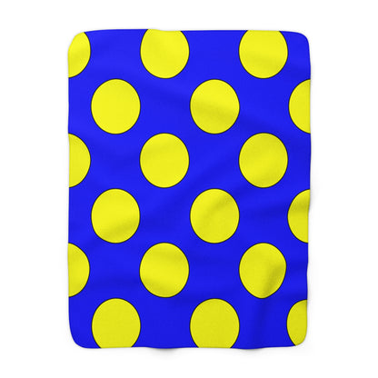 Blue, Yellow Retro Polka Dots Blanket Throw