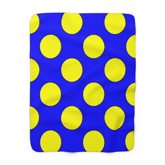 Blue, Yellow Retro Polka Dots Blanket Throw