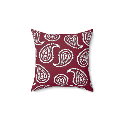Claret, White Retro Paisley Cushion Pillow
