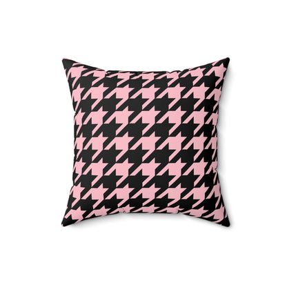 Pink, Black Retro Houndstooth Cushion Pillow
