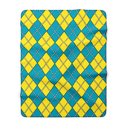 Kazakhstan Retro Argyle Blanket Throw