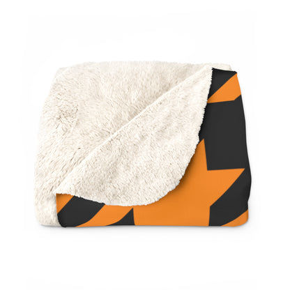 Dark Orange, Black Retro Houndstooth Blanket Throw