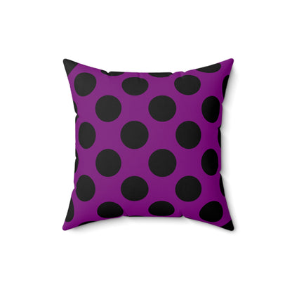 Purple, Black Retro Polka Dots Cushion Pillow