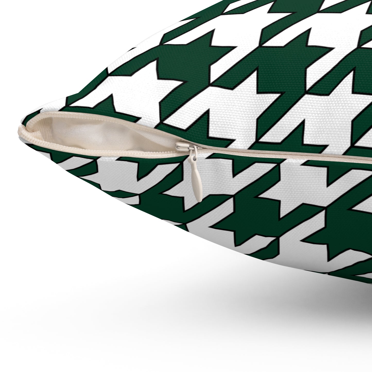 Dark Green, White Retro Houndstooth Cushion Pillow