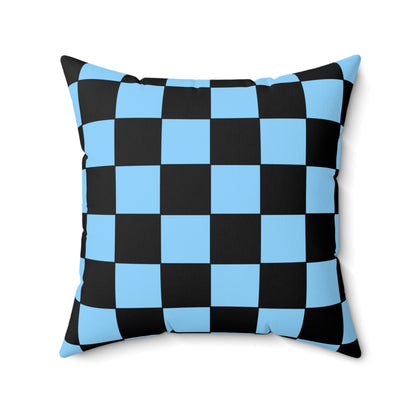 Light Blue, Black Retro Check Cushion Pillow