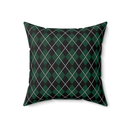 Dark Green, Black Retro Argyle Cushion Pillow