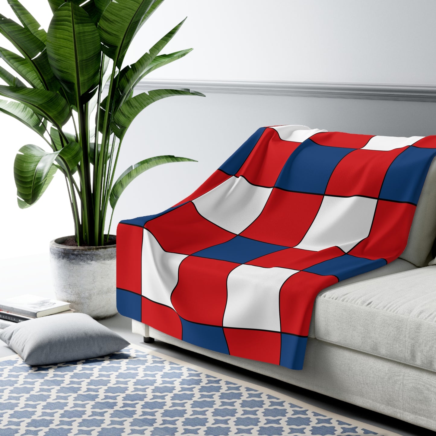 Czechia Retro Check Blanket Throw