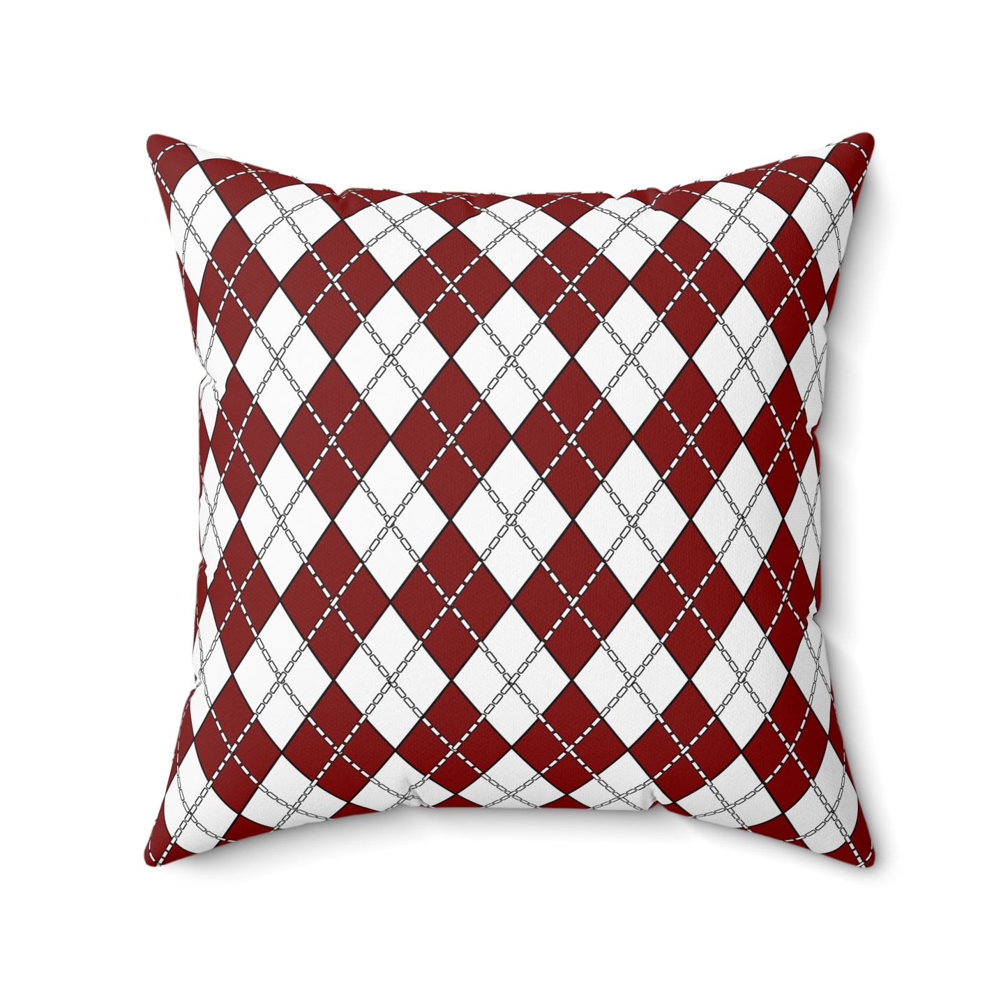 Maroon, White Retro Argyle Cushion Pillow