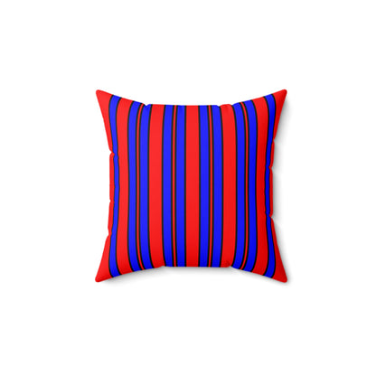 Red, Blue Retro Stripes Cushion Pillow