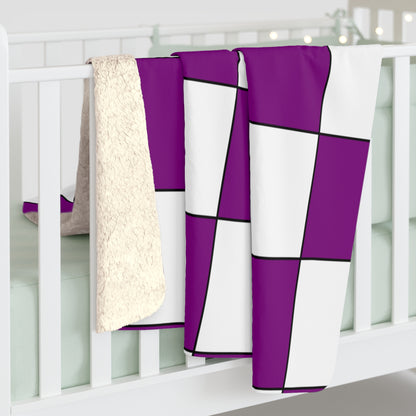Purple, White Retro Check Blanket Throw