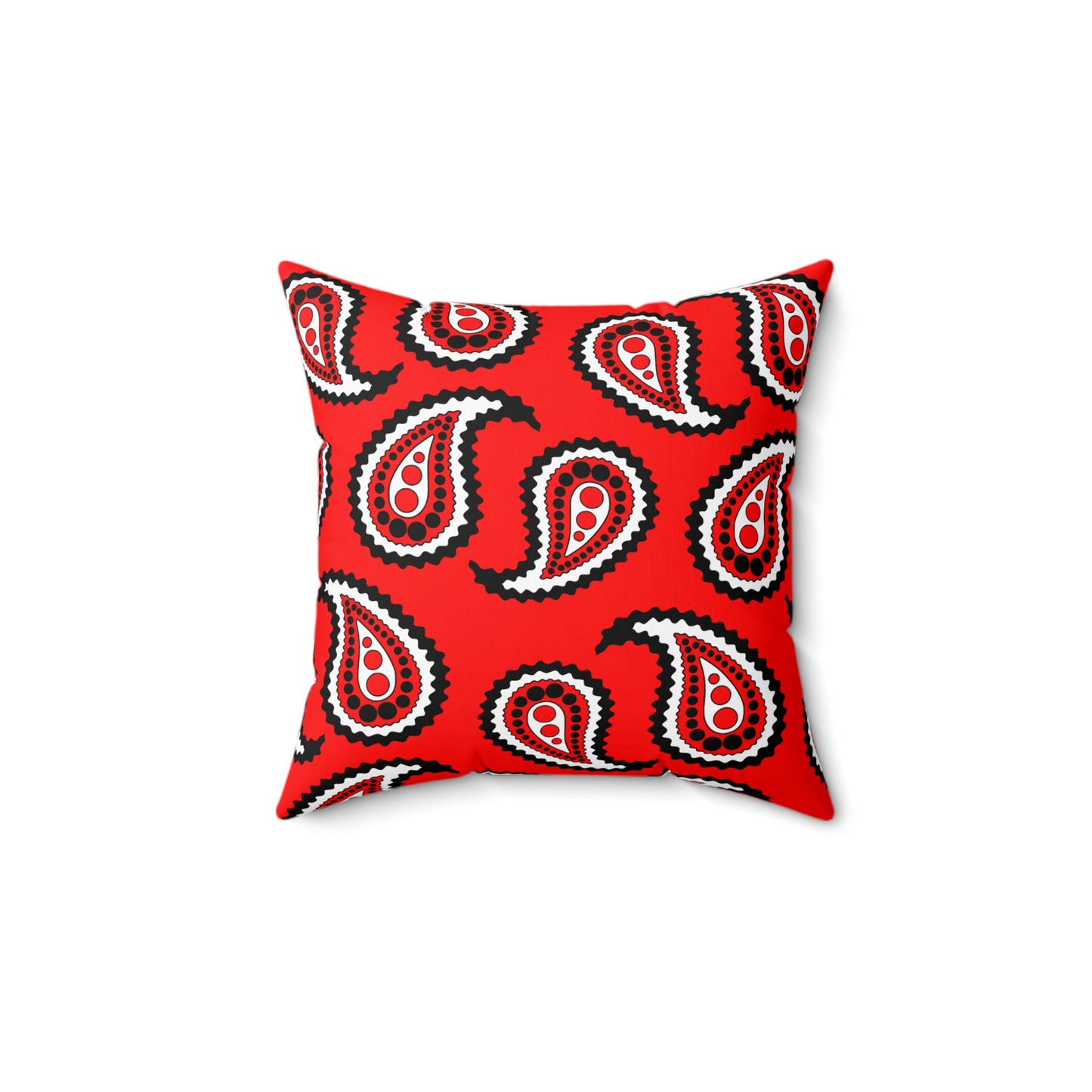 Red, Black, White Retro Paisley Cushion Pillow
