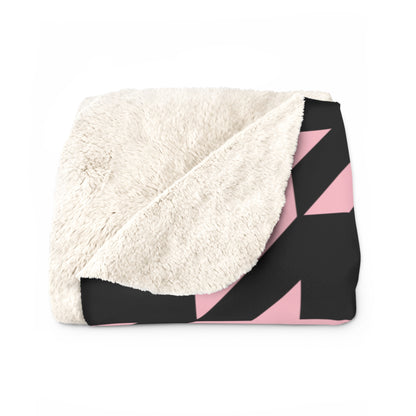 Pink, Black Retro Houndstooth Blanket Throw
