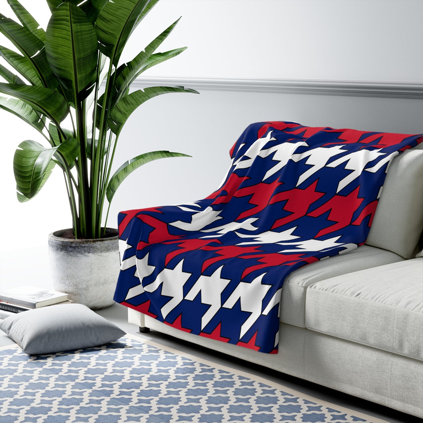 Ascension Island Retro Houndstooth Blanket Throw