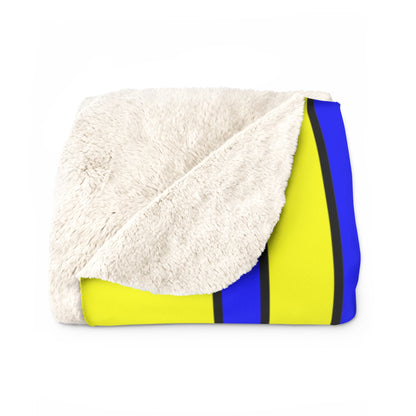 Yellow, Blue Retro Stripes Blanket Throw