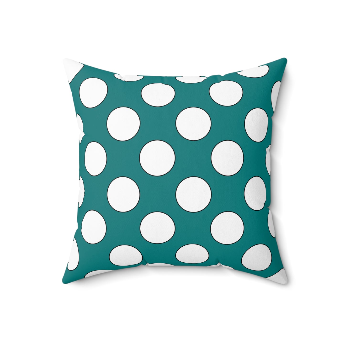 Teal, White Retro Polka Dots Cushion Pillow