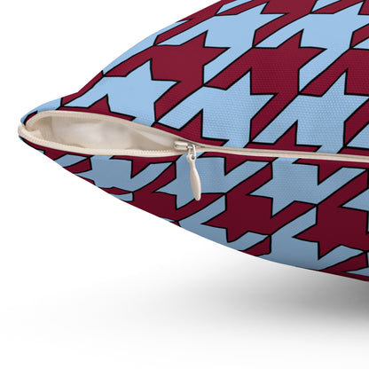Claret, Blue Retro Houndstooth Cushion Pillow