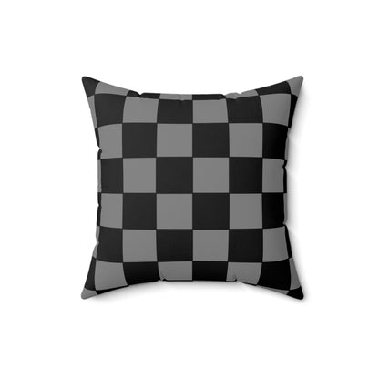 Grey, Black Retro Check Cushion Pillow